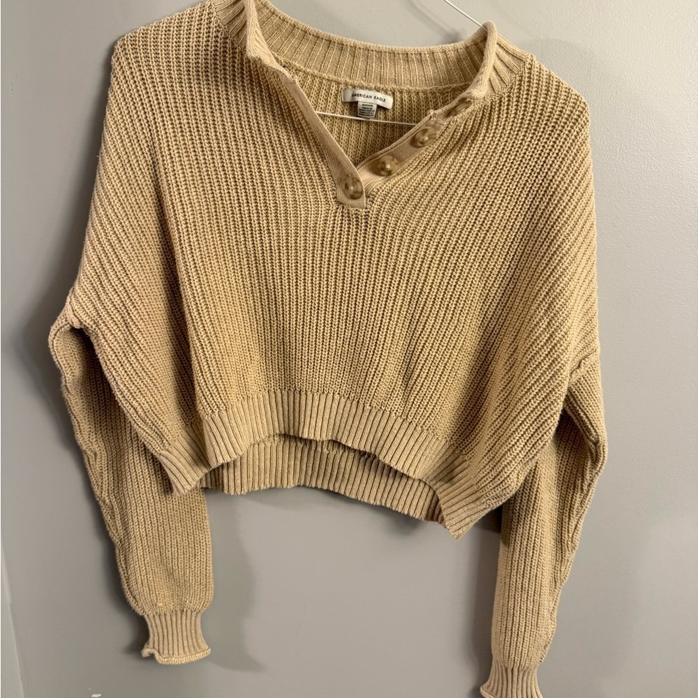 American Eagle Outfitters V-Neck Tan Sweater.